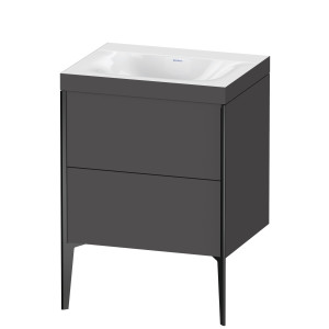 XViu Duravit vasque XV4709NB249C 60x48cm, 2 coulissants, sans trou pour robinet, noir mat, Cadres C, graphite mat