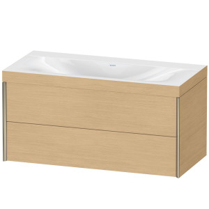 Duravit XViu meuble sous-vasque XV4616NB130C 100x48cm, 2 tiroirs, sans trou pour robinet, champagne mat, Cadres C, Eiche natur