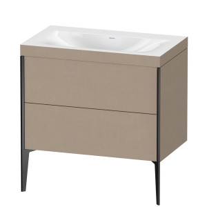 XViu Duravit vasque XV4710NB275C 80x48cm, 2 coulissants, sans trou pour robinet, noir mat, Cadres C, lin