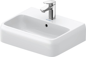 Vasque à main Duravit Collection One 0746450000 45x35cm, avec trou de robinetterie, trop-plein et plateforme, blanc brillant