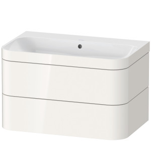 Duravit Happy D.2 Plus meuble sous-lavabo HP4637N2222 77,5 x 49 cm, sans trou pour robinet, blanc brillant, 2 tiroirs