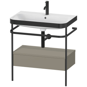 Combinaison lavabo pour meuble Duravit Happy D.2 Plus HP4742O9292 77,5 x 49 cm, 1 trou pour robinetterie, finition gris pierre satiné, avec console en