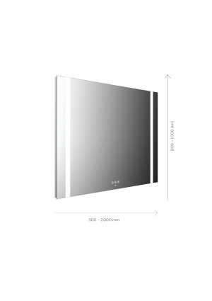 Miroir lumineux Emco Mi 500+ LED 110050006060300 500 x 606 mm, avec 2 découpes de lumière continue à gauche et à droite