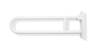 Hewi 801 active + rail de support articulé 801.50D20098 blanc de sécurité, 600 mm, avec coussinets de bras noirs, antimicrobien