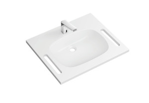 Hewi M40 set de lavabo en fonte minérale 950.19.034 65x55cm, blanc , avec électronique mitigeur lavabo AQ1.12S21040
