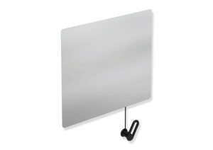 Hewi S 801 miroir inclinable 801.01B10090 600x540x6mm, avec renvoi de câble, mat, noir profond
