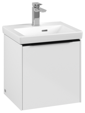 Villeroy und Boch Subway 3.0 Villeroy et Boch vasque C58201VE 42,3x42,9x37,75cm, charnière à droite / poignée noir volcan, blanc brillant