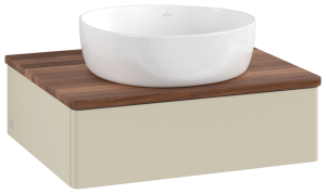 Villeroy und Boch Meuble vasque Villeroy & Boch Antao K07012HJ 60 x 19 x 50 cm, plan vasque couleur noyer chaud, laque mate gris soie