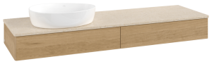 Villeroy und Boch Meuble vasque Villeroy & Boch Antao K15113HN 160 x 19 x 50 cm, plan vasque couleur Botticino, chêne miel