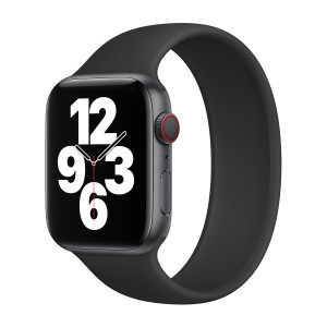 Siliconen solobandje voor de Apple Watch   44/45/46/49 mm - Maat 10 - Zwart
