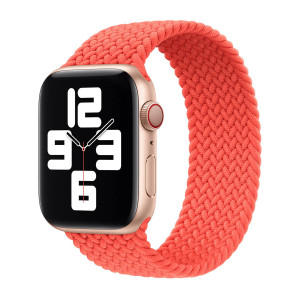 Gevlochten solobandje voor de Apple Watch   44/45/46/49 mm - Maat 10 - Electric Orange