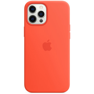 Silicone Backcover MagSafe voor de Apple iPhone 12 Pro Max - Electric Orange