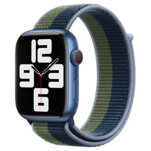 Sport Loop band voor de Apple Watch   44/45/46/49 mm - Abyss Blue/Moss Green