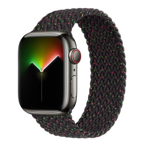 Gevlochten solobandje voor de Apple Watch   44/45/46/49 mm - Maat 9 - Black Unity