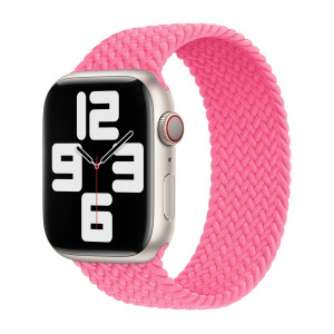 Gevlochten solobandje voor de Apple Watch   38/40/41/42 mm - Maat 8 - Flamingo