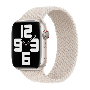 Gevlochten solobandje voor de Apple Watch   44/45/46/49 mm - Maat 7 - Starlight