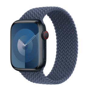 Gevlochten solobandje voor de Apple Watch   44/45/46/49 mm - Maat 9 - Storm Blue