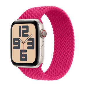 Gevlochten solobandje voor de Apple Watch   44/45/46/49 mm - Maat 3 - Raspberry