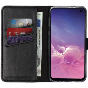 Selencia Echt Leren Bookcase voor de Samsung Galaxy S10e - Zwart