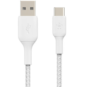 Belkin Boostâ†‘Chargeâ„¢ Braided USB-C naar USB kabel - 3 meter - Wit