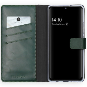 Selencia Echt Leren Bookcase voor de Samsung Galaxy A42 - Groen