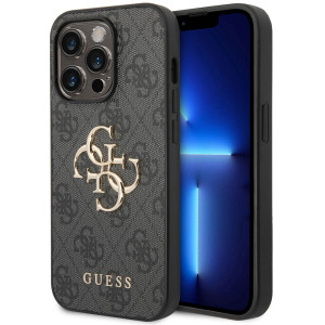 Guess 4G Metal Logo Backcover voor de Apple iPhone 14 Pro Max - Grijs