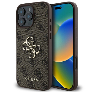 Guess 4G Metal Logo Backcover voor de Apple iPhone 16 Pro Max - Bruin