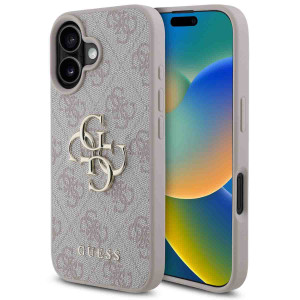 Guess 4G Metal Logo Backcover voor de Apple iPhone 16 - Roze