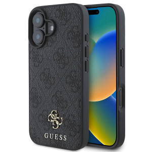 Guess 4G Metal Logo Backcover MagSafe voor de Apple iPhone 16 - Zwart