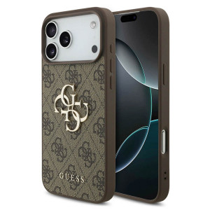 Guess 4G Metal Logo Backcover voor de Apple iPhone 17 Pro Max - Bruin