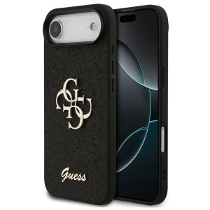 Guess 4G Metal Logo Glitter Backcover voor de Apple iPhone Air - Zwart