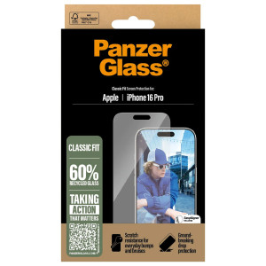 PanzerGlass Anti-Bacterial Screenprotector voor de Apple iPhone 16 Pro