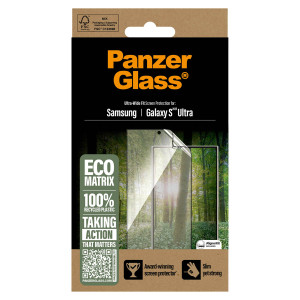 PanzerGlass Matrix Recycled Ultra-Wide Fit Anti-Bacterial Screenprotector incl. applicator voor de Samsung Galaxy S25 Ultra