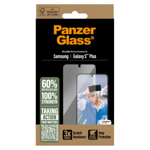 PanzerGlass Ultra-Wide Fit Anti-Bacterial Screenprotector voor de Samsung Galaxy S25 Plus