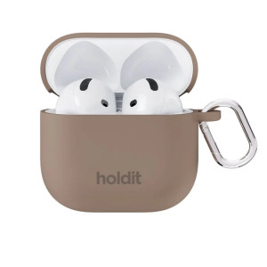 Holdit Solid Silicone Case voor de Apple AirPods 4 - Mocha Brown