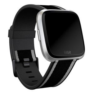 Woven band voor de Fitbit Versa / Versa 2 / Versa Lite - Maat L - Grey / Black