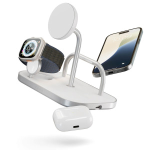 Zens 4-1 Wireless Charger   Draadloos oplaadstation - Geschikt voor Qi2 & MagSafe - Wit