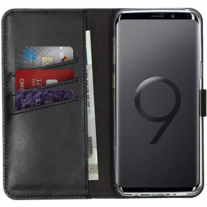 Selencia Echt Leren Bookcase voor de Samsung Galaxy S9 - Zwart