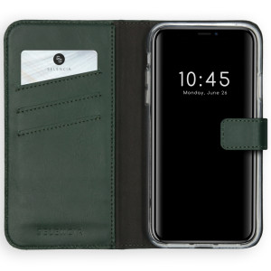 Selencia Echt Leren Bookcase voor de Apple iPhone 11 - Groen