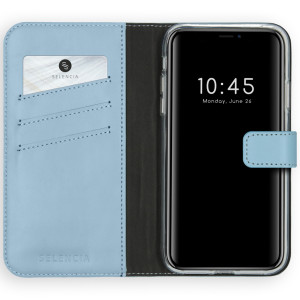 Selencia Echt Leren Bookcase voor de Apple iPhone 11 - Air Blue