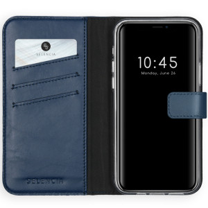Selencia Echt Leren Bookcase voor de Apple iPhone 12 Pro Max - Blauw