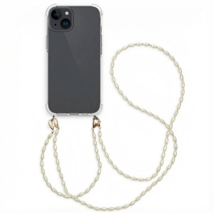 imoshion Backcover met koord + armband - Parels voor de Apple iPhone 15 - Transparant