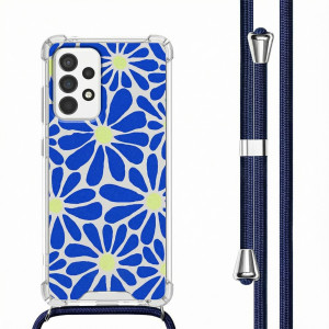 imoshion Design hoesje met koord voor de Samsung Galaxy A53 - Cobalt Blue Flowers Connect