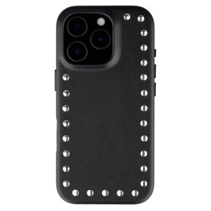 Selencia Studs Backcover met MagSafe voor de Apple iPhone 16 Pro - Velvet Black