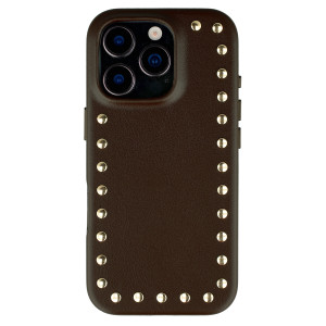 Selencia Studs Backcover met MagSafe voor de Apple iPhone 16 Pro - Cacao Crush