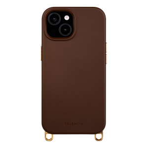 Selencia Rivièra MagSafe Backcover met afneembare haakjes voor de Apple iPhone 15 - Choco Brown