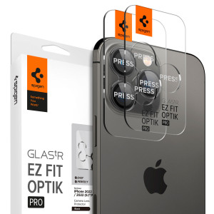 Spigen Optik Pro EZ Fit Lens Protector - Cameralens bescherming (2-pack) voor de Apple iPhone 16 Pro (Max) / 15 Pro (Max) / 14 Pro (Max) - Black
