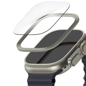 Ringke Bezel Styling + Screenprotector voor de Apple Watch Ultra - 49 mm - Fluted Titanium