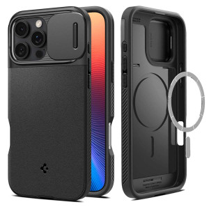 Spigen Optik Armor MagSafe voor de Apple iPhone 16 Pro - Zwart