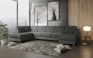 Risør A4d U-Sofa Med Sjeselong - Mørk Grå